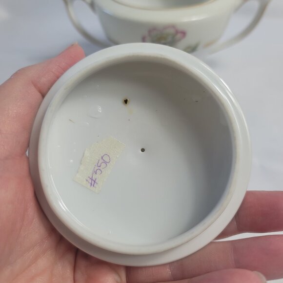 Mikado Harmony Sugar Bowl with Lid Cream Rim Pink Floral Center - Picture 5 of 15